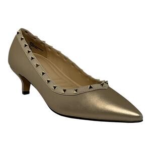 Adrienne Vittadini Women's Seema Studded Kitten Heel Pump Heels Gold Size 8